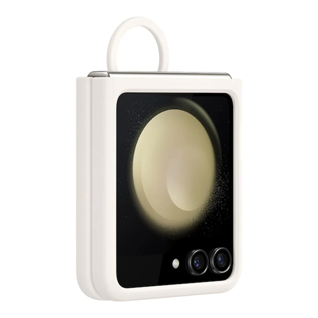 Samsung Galaxy Z Flip5 Silicone Case with Ring, Cream EF-PF731TUEGUS | Eco-Friendly, Stylish Protection - Image 2