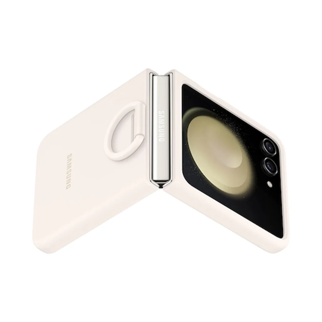 Samsung Galaxy Z Flip5 Silicone Case with Ring, Cream EF-PF731TUEGUS | Eco-Friendly, Stylish Protection - Image 3