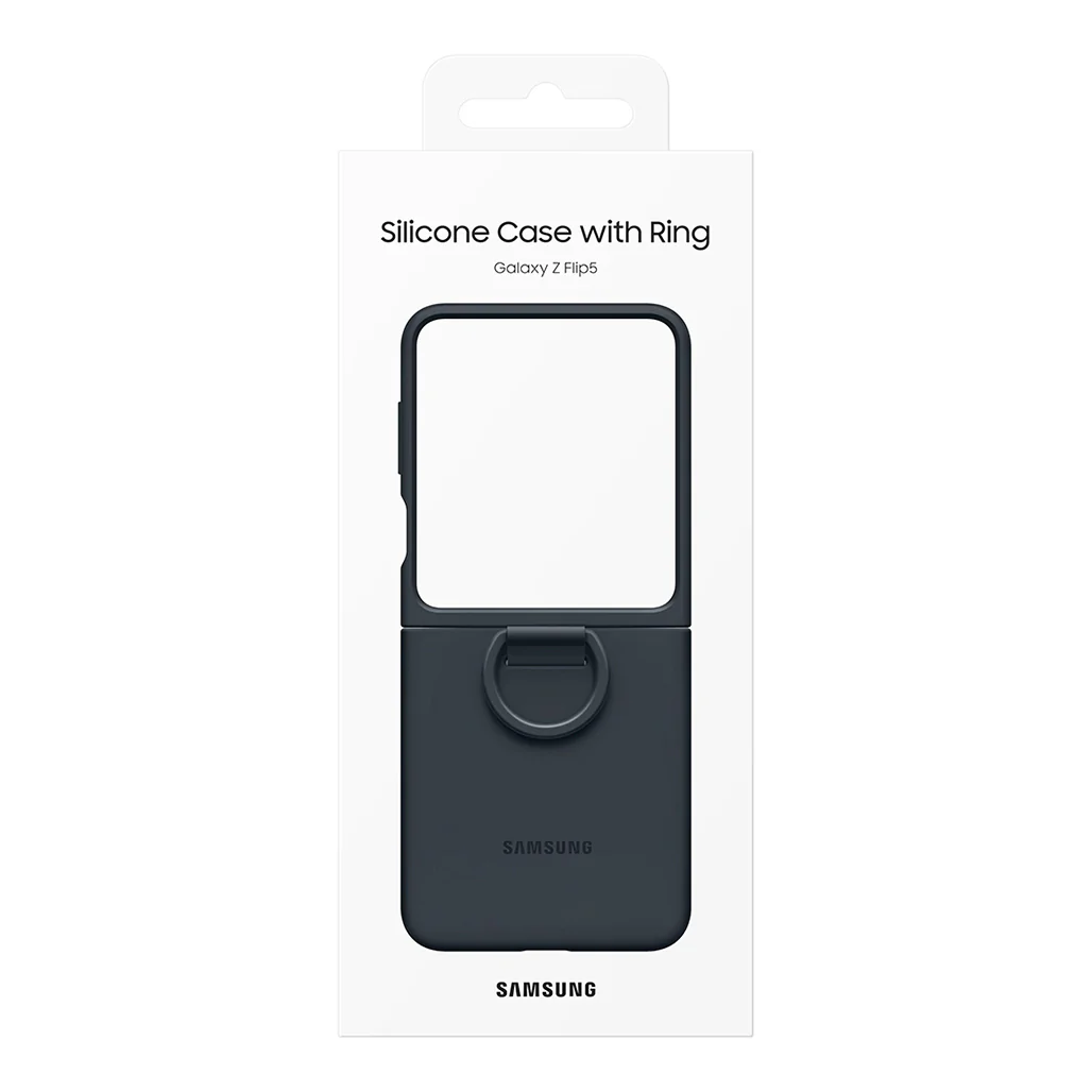 Samsung Galaxy Z Flip5 Silicone Case with Ring, Indigo Blue EF-PF731TNEGUS | Eco-Friendly, Stylish Protection - Image 5