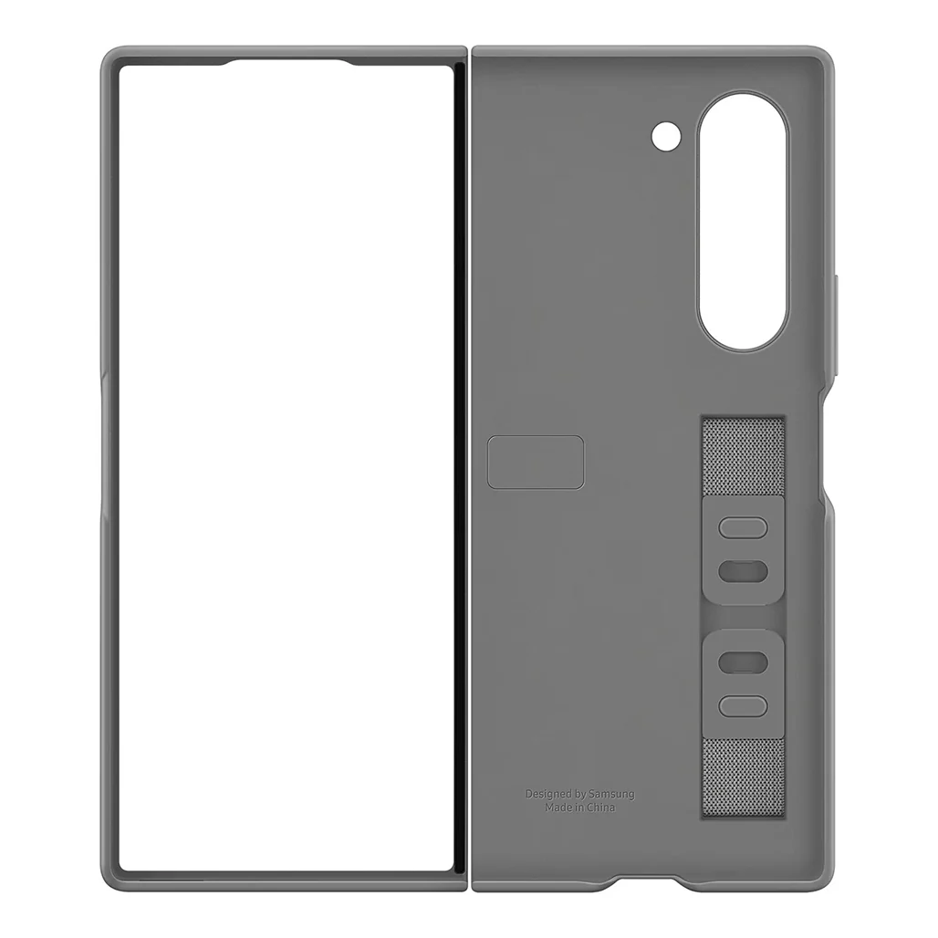 Samsung Galaxy Z Fold6 Silicone Case - Gray, Dual Grip and Stand Functionality - Image 5