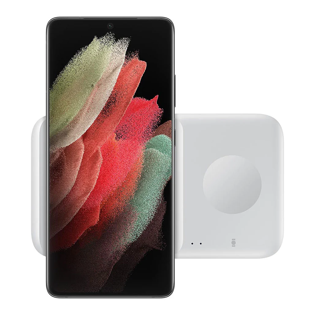 Samsung Wireless Charger Duo – White | Dual Device Charging Pad with Fast Charging and LED Night Mode