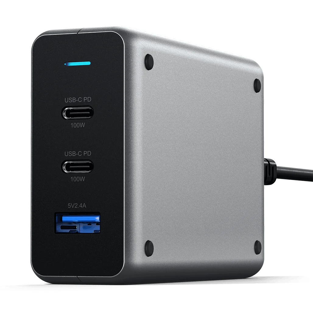 Satechi 100W USB-C PD Compact GaN Charger with Dual USB-C Ports and USB-A Charging - Image 3