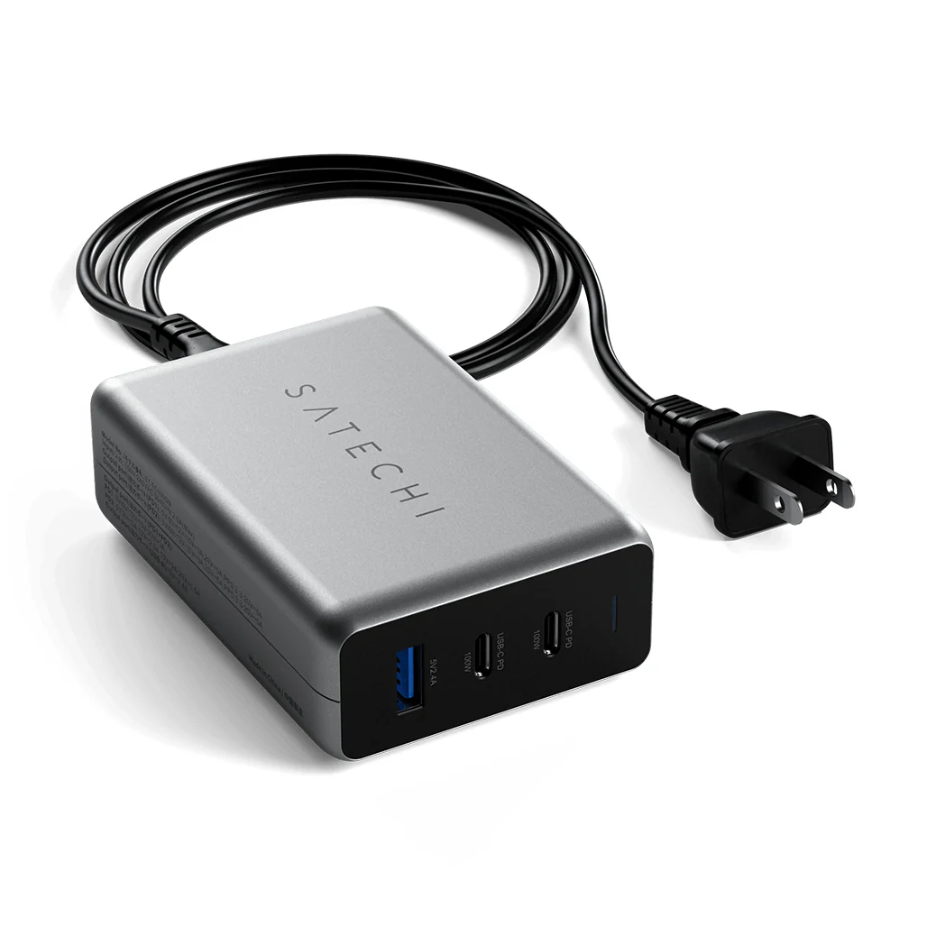 Satechi 100W USB-C PD Compact GaN Charger with Dual USB-C Ports and USB-A Charging - Image 4