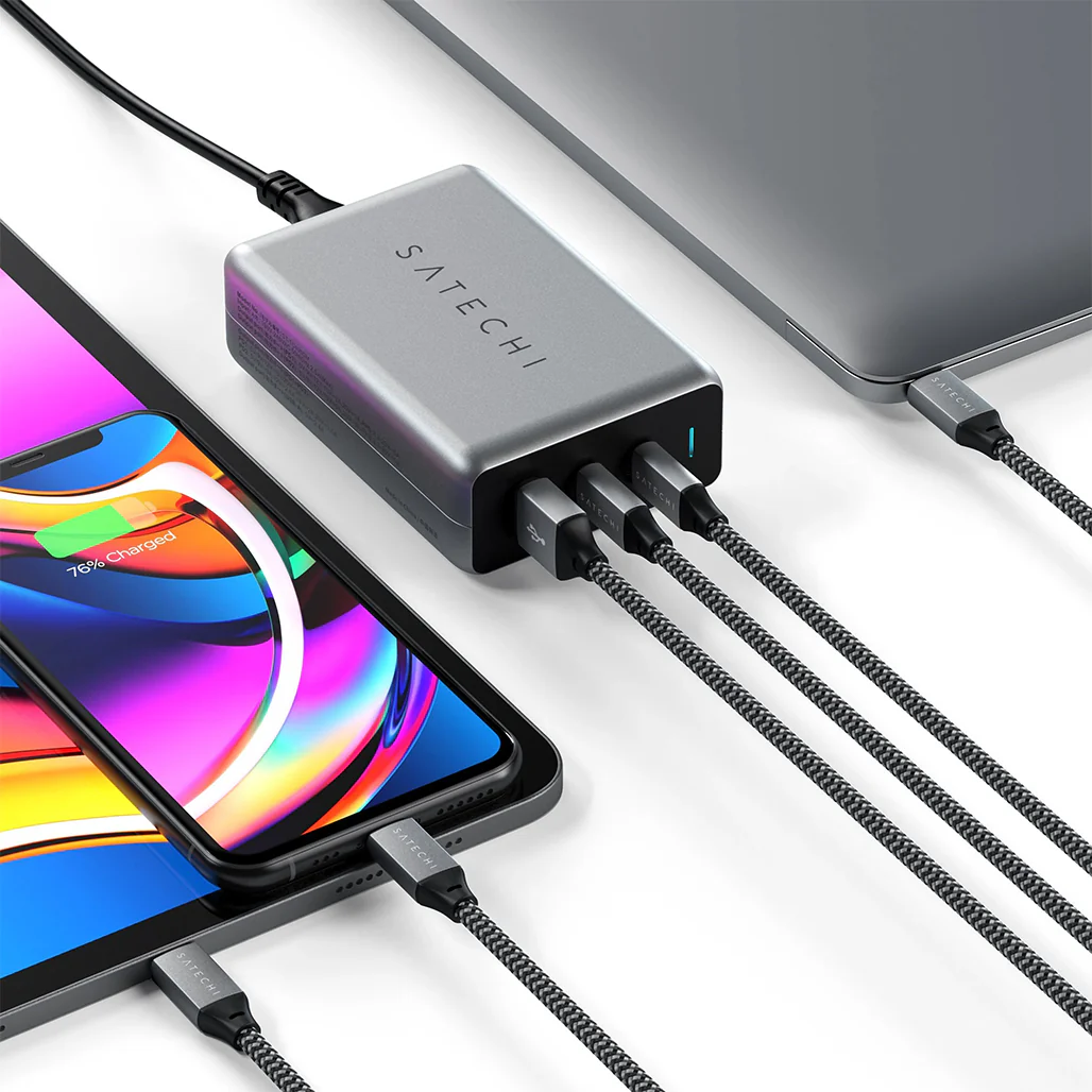 Satechi 100W USB-C PD Compact GaN Charger with Dual USB-C Ports and USB-A Charging - Image 5