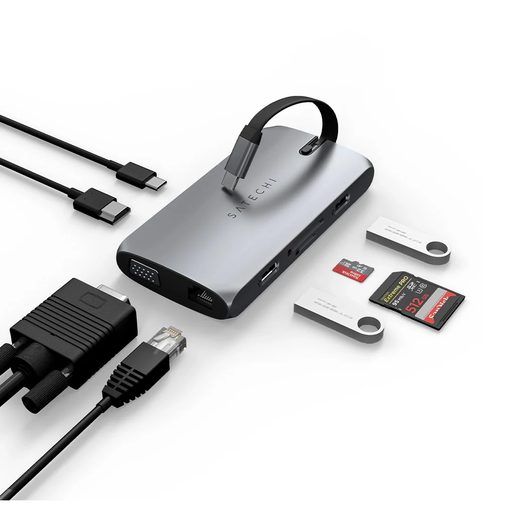 Satechi USB-C On-the-Go Multiport Adapter – 4K HDMI, VGA, Gigabit Ethernet, and USB Ports - Image 2