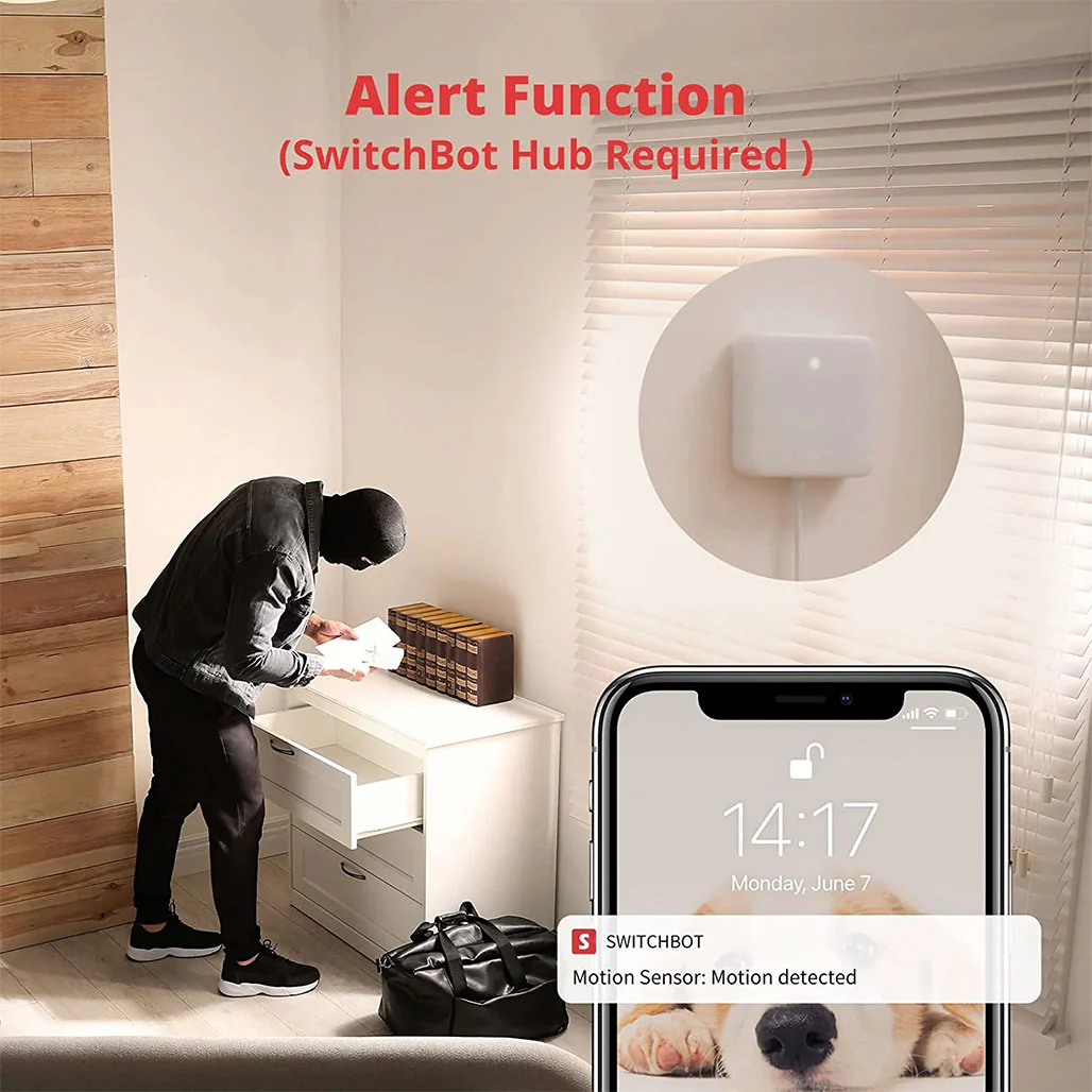 SwitchBot Motion Sensor W1101500-WHT | Wide-Angle Detection with Adjustable Sensitivity - Image 4