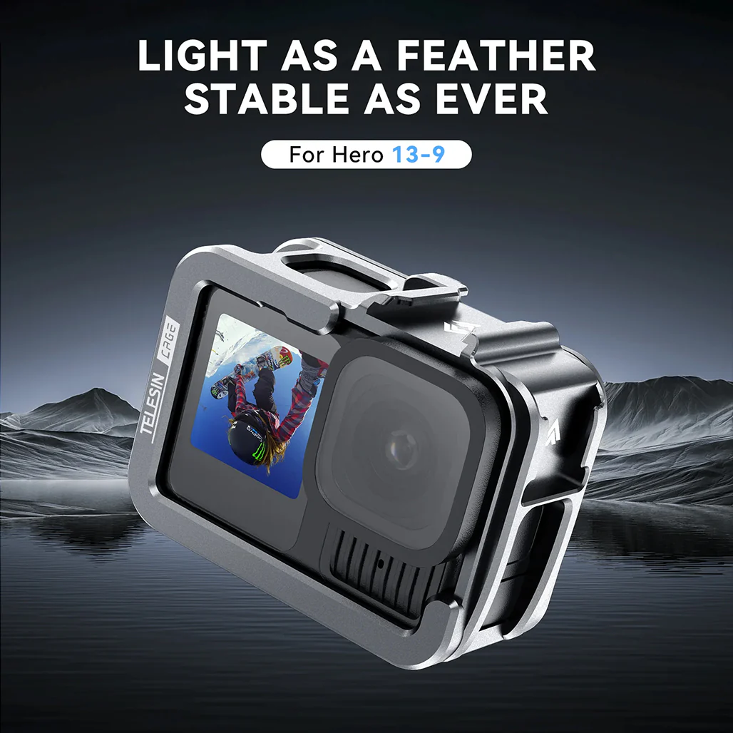 TELESIN Aluminum Protective Cage for GoPro Hero 13 – Full Body Housing with Cold Shoe Mount, HDMI/USB Access, Quick Release Compatible - Image 5