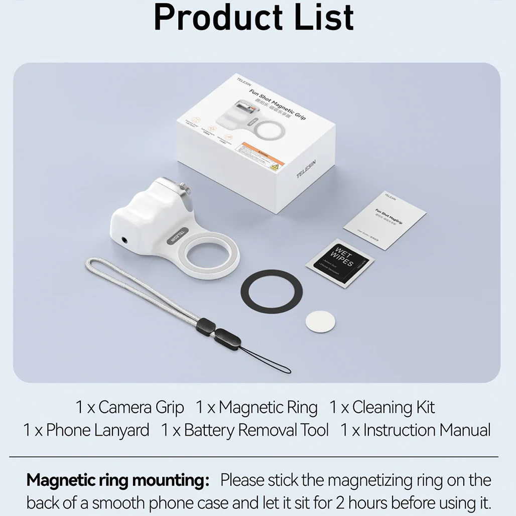 Telesin Fun Shot Magnetic Phone Grip – Ultra-Strong N52 Magnets, Ergonomic Handheld Design with telesin original light - Image 16
