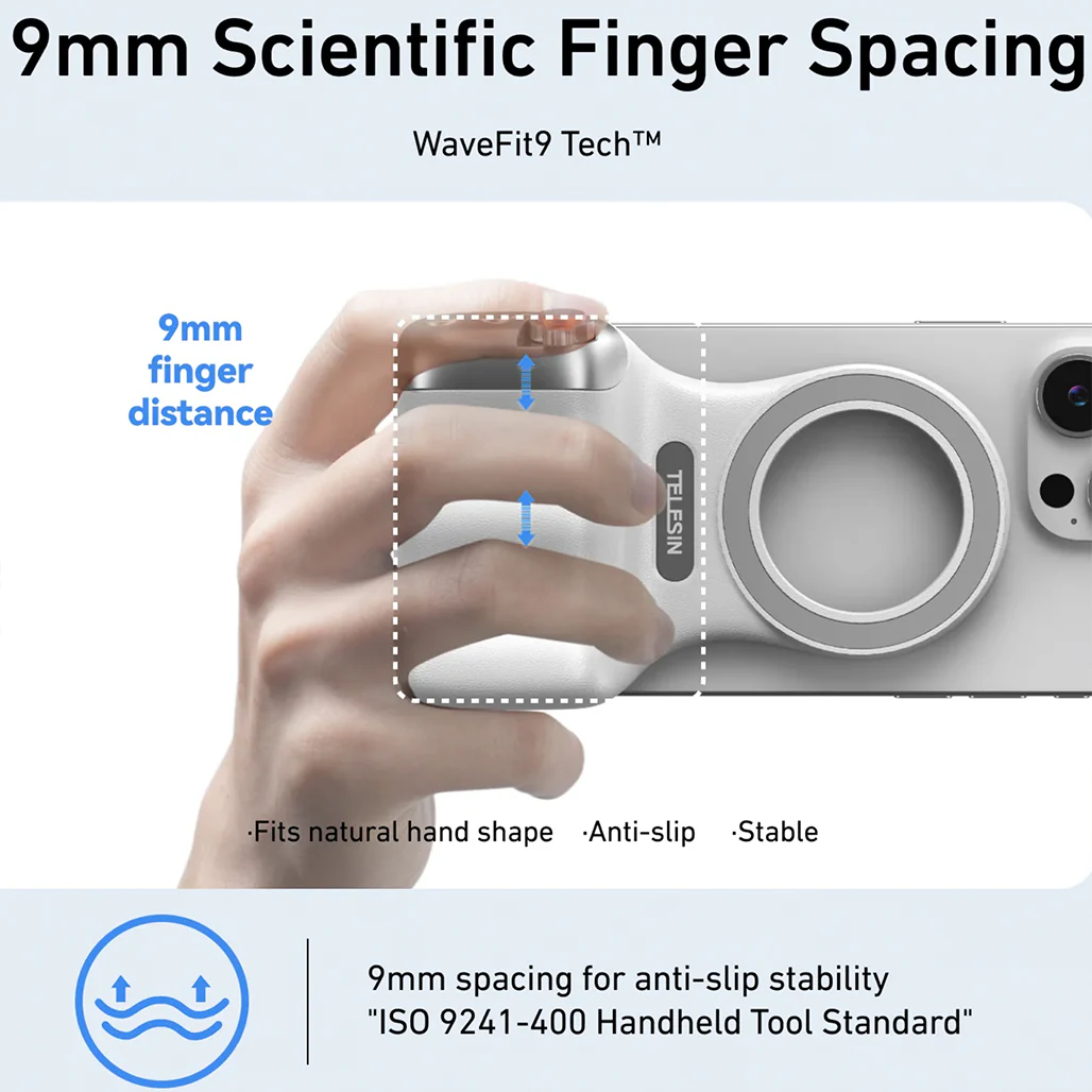 Telesin Fun Shot Magnetic Phone Grip – Ultra-Strong N52 Magnets, Ergonomic Handheld Design with telesin original light - Image 8