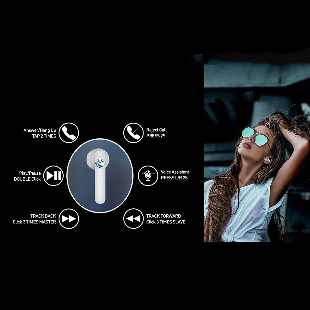 Tellur Flip - Bluetooth True Wireless Earphones – White - Image 3