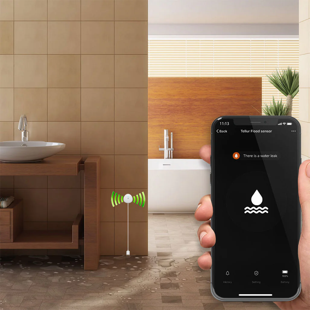 Tellur WiFi Smart Flood Sensor - Water Detection with Acoustic Alarm and Low Battery Alerts - Image 4