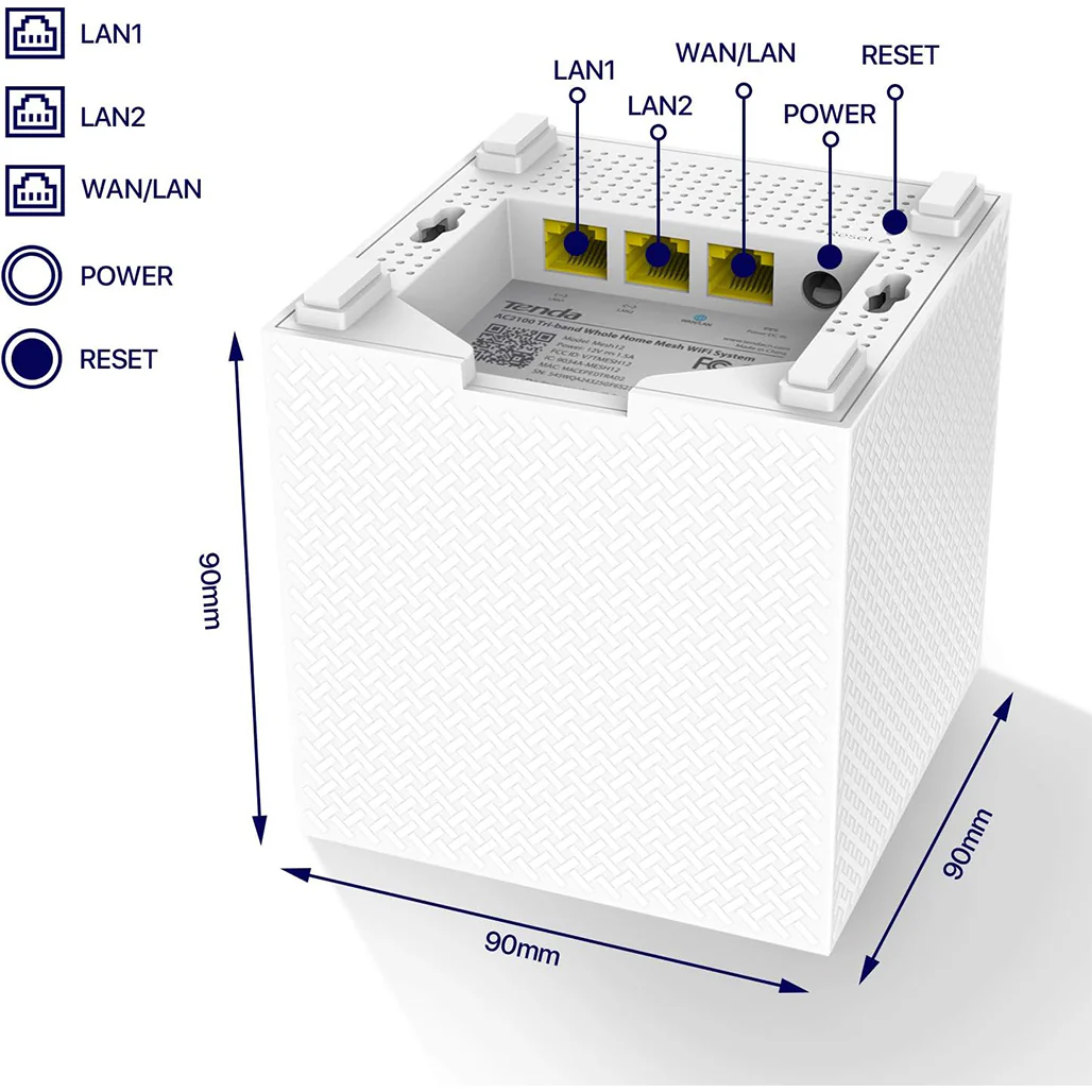 Tenda Nova MW12 AC2100 Tri-Band Mesh System (3-Pack) - Image 2
