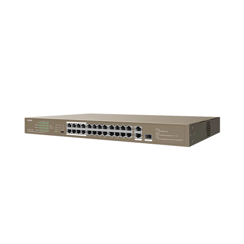 Tenda TEF1126P-24-250W 28-Port PoE Switch – 24 PoE Outputs & 4 Uplinks, 250W Budget - Image 2
