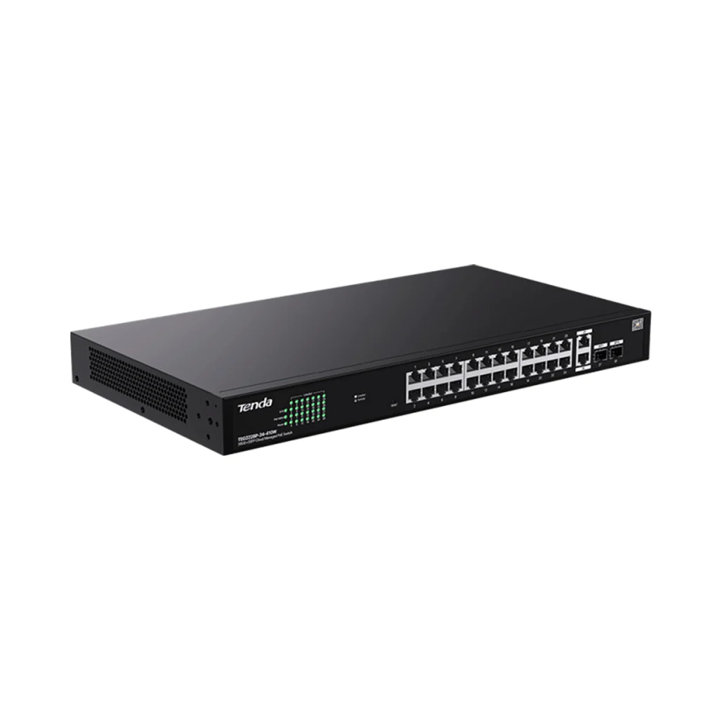 Tenda TEG2228P-24-410W 28-Port Cloud-Managed Gigabit PoE+ Switch – 24 PoE Ports + 2 SFP Uplinks - Image 2