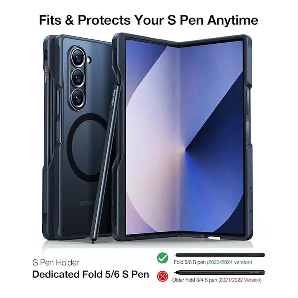 Torras Guardian-Mag Case for Samsung Galaxy Z Fold 6 – Magnetic Slim Fit Case with S Pen Holder, No Adhesive, Compatible with Wireless Charging & Magnetic Accessories - Image 3