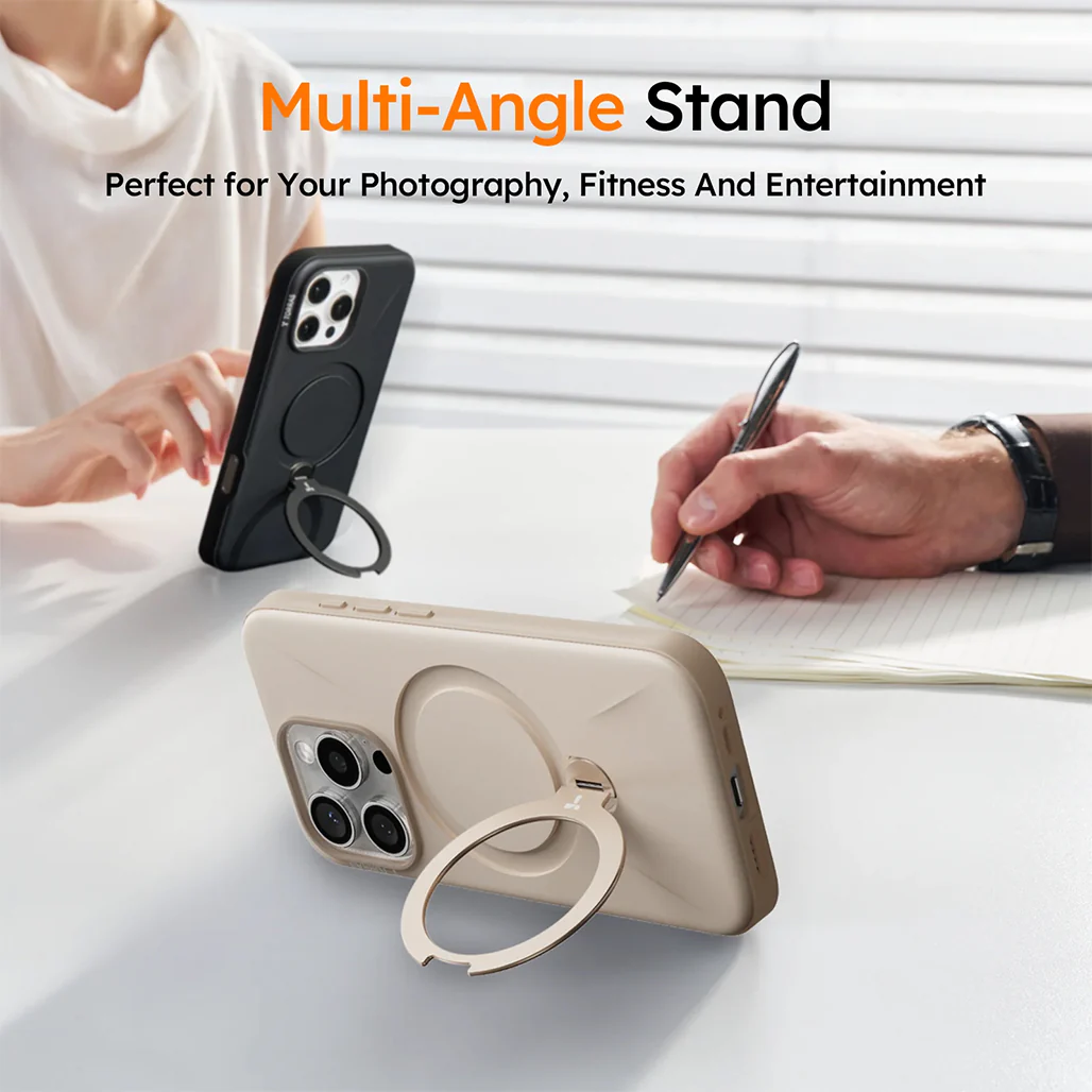 Torras Ostand 360° Spin Fusion MagSafe Case for iPhone 16 Pro - Desert Gold | Lens Protection and Enhanced Magnetic Strength - Image 4