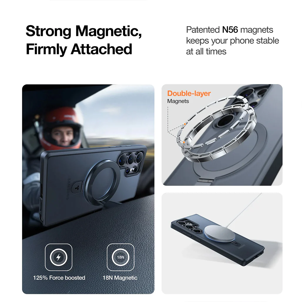 Torras Ostand for Samsung S25 Ultra – Magnetic Kickstand Case with 8ft Drop Protection - Image 2