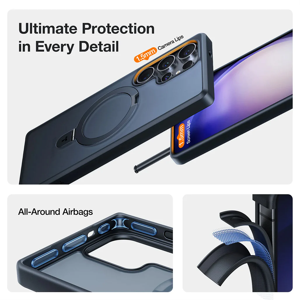 Torras Ostand for Samsung S25 Ultra – Magnetic Kickstand Case with 8ft Drop Protection - Image 5