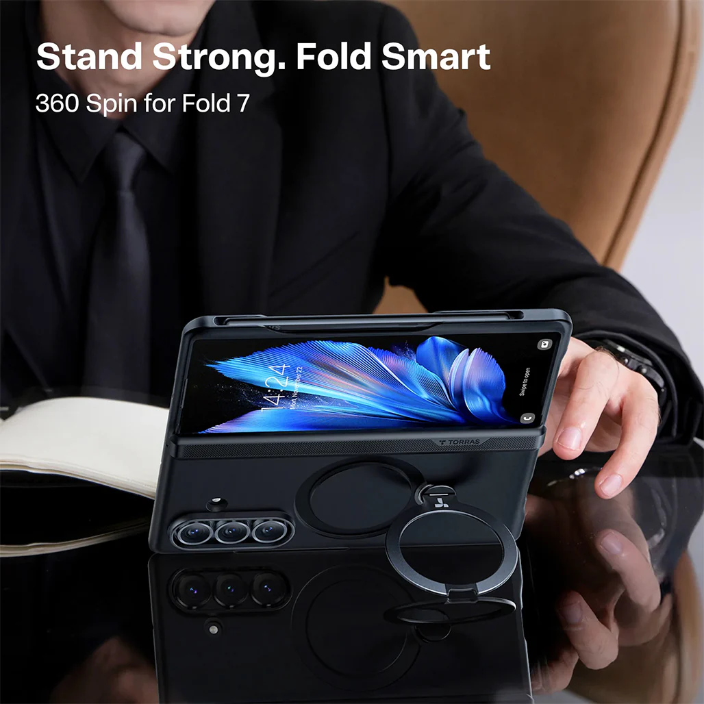 TORRAS Ostand Spin Magnetic Case for Samsung Z Fold 7 - Includes 2 Screen Protectors - Image 8