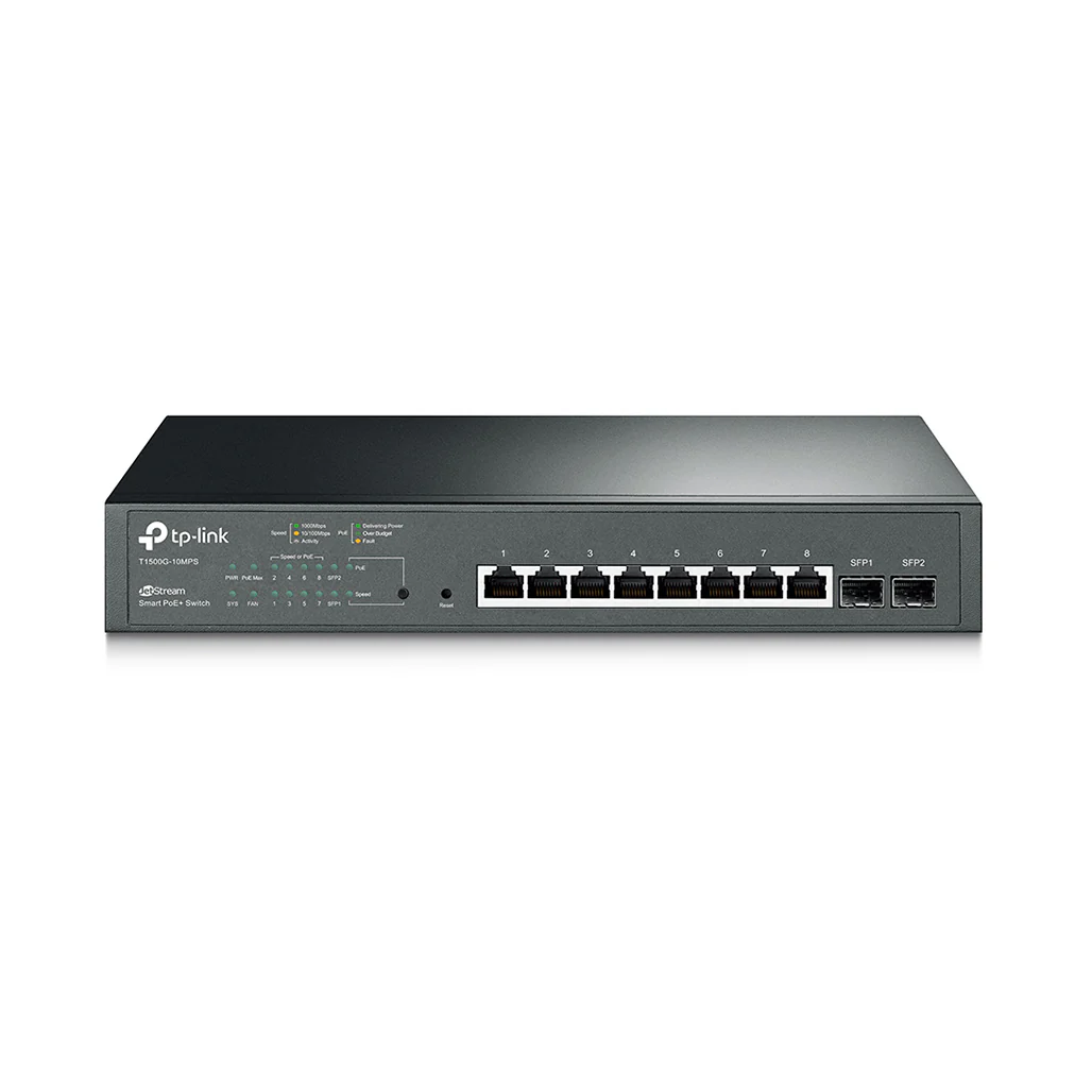 TP-Link T1500G-10MPS - JetStream 8-Port Gigabit Smart PoE+ Switch with 2 SFP Slots