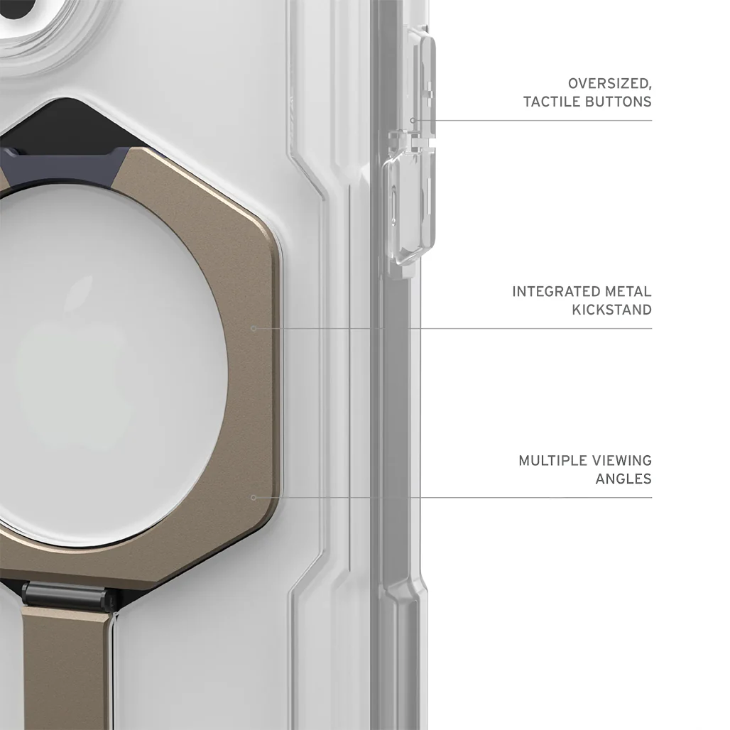 UAG Plasma XTE iPhone 16 Pro Max Case - Clear/Titanium | Ultimate Drop Protection, MagSafe Compatibility, and Metal Kickstand - Image 7