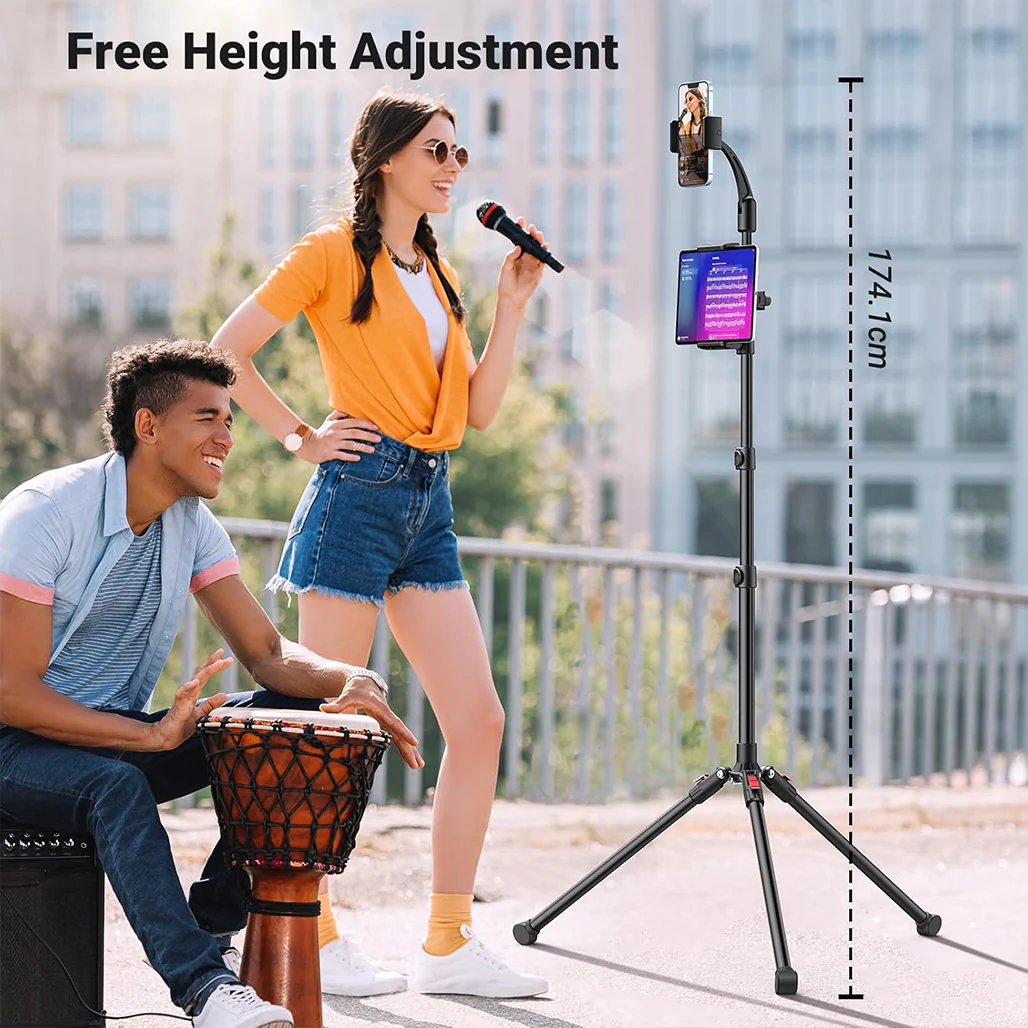 UGREEN 1.7m Adjustable Tripod Stand for Phone and Tablet | Dual Holders, 360° Adjustment, Aluminum Sturdy Base - Image 6