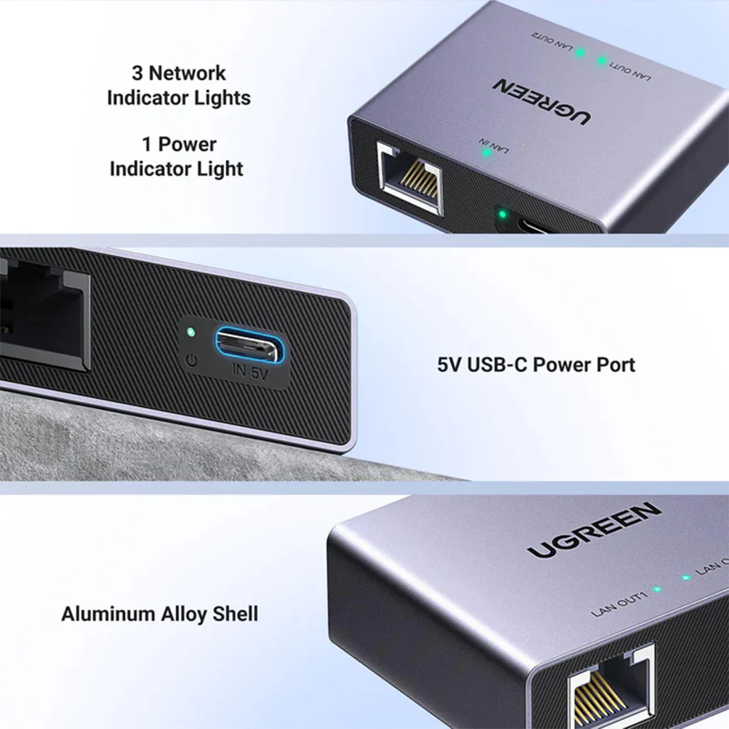 UGREEN 1 to 2 Gigabit Ethernet Splitter – High-Speed 1000Mbps LAN Adapter for Stable Network Connection - Image 6