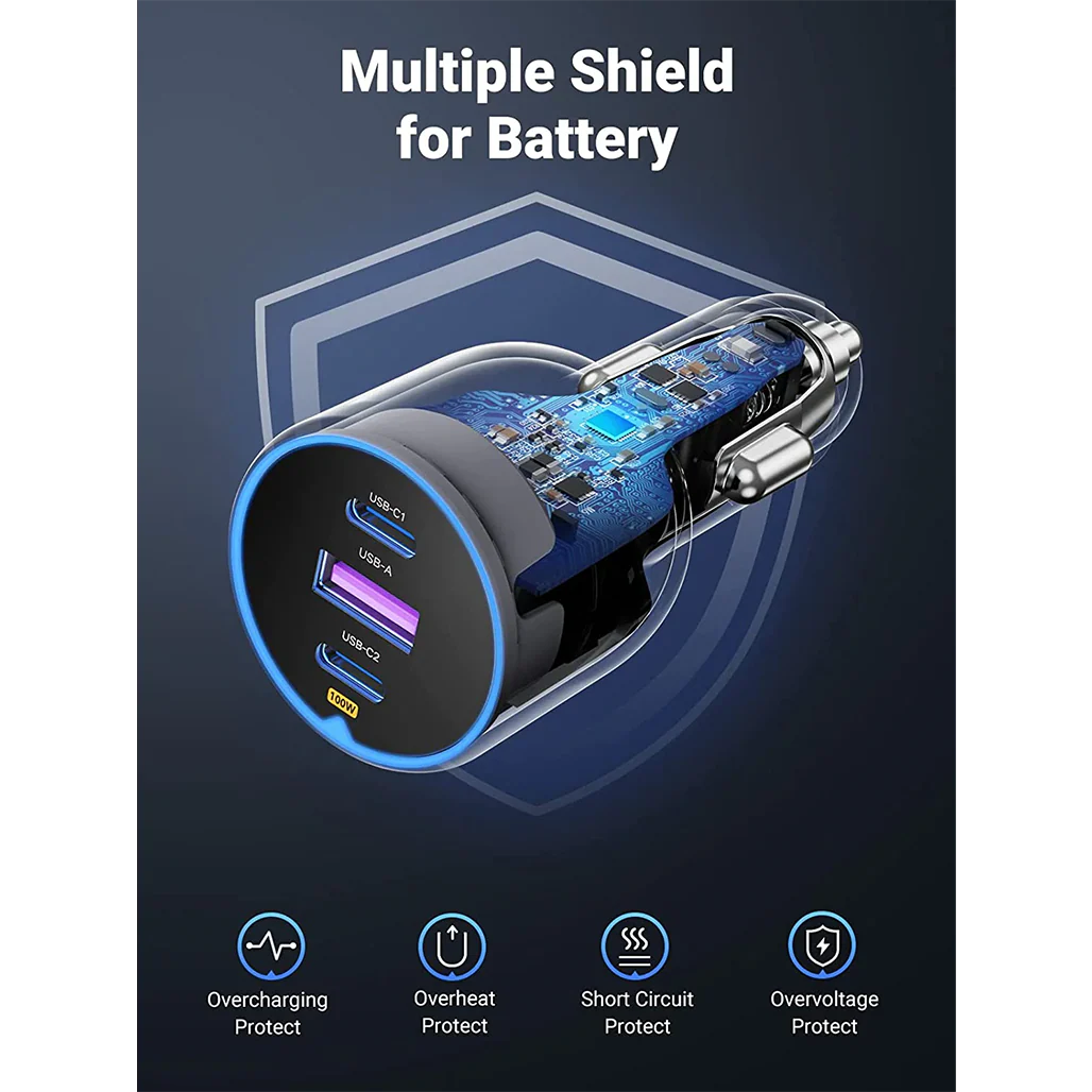 Ugreen 130W USB-C Car Charger – Fast Charging with LED Display for Laptops, iPhones, iPads, Galaxy & More - Image 6