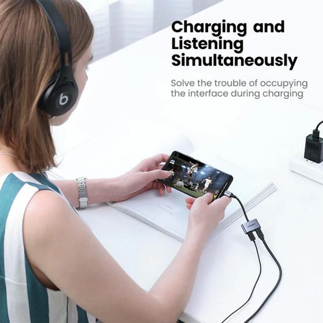 UGreen 2-In-1 USB-C To Headphone & Charger Adapter | 60W PD Quick Charging | Aluminum & TPE | 60165 - Image 4