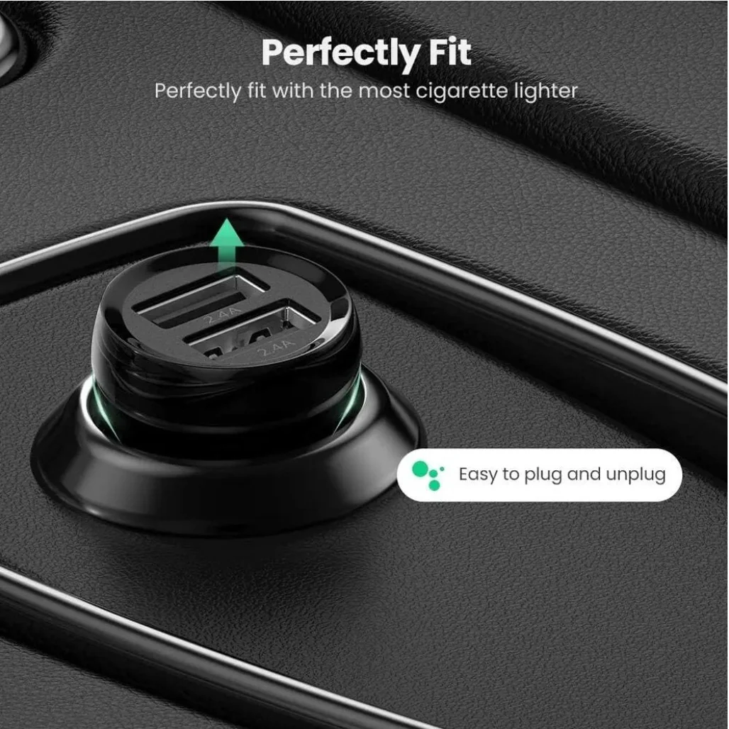 Ugreen 24W Dual USB Car Charger 4.8A Fast Charging Adapter - Image 4
