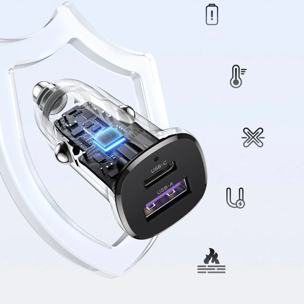 Ugreen 25845 Car Charger USB-C USB-A 30W - Image 2