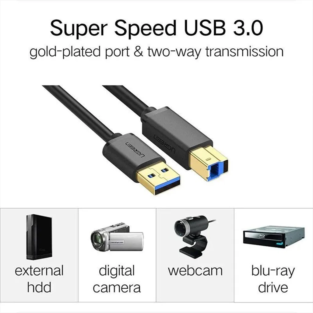 UGREEN 2M USB 3.0 Printer Cable – High-Speed Data Transfer & Reliable Connectivity - Image 2