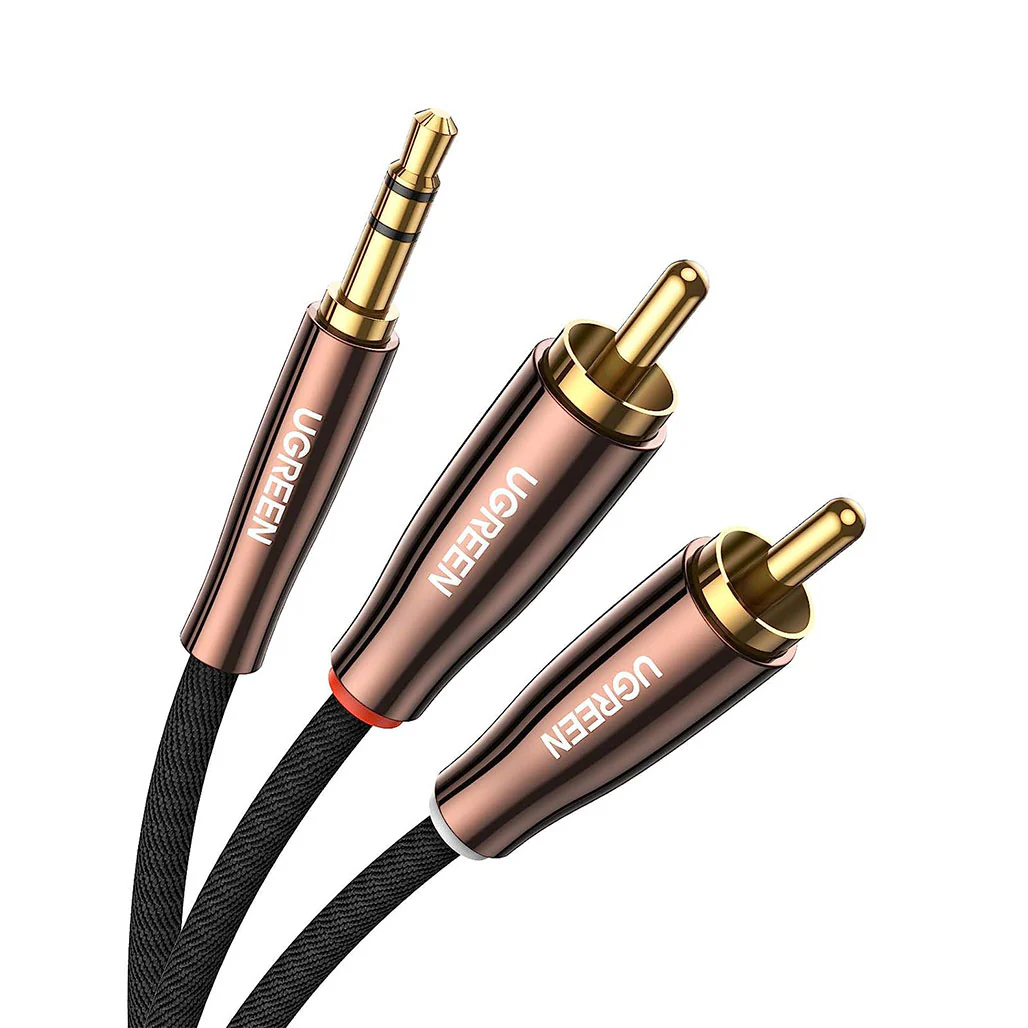 UGreen 3.5mm AUX Male to 2 Male RCA Braided Cable – High-Fidelity Audio Adapter, 6FT