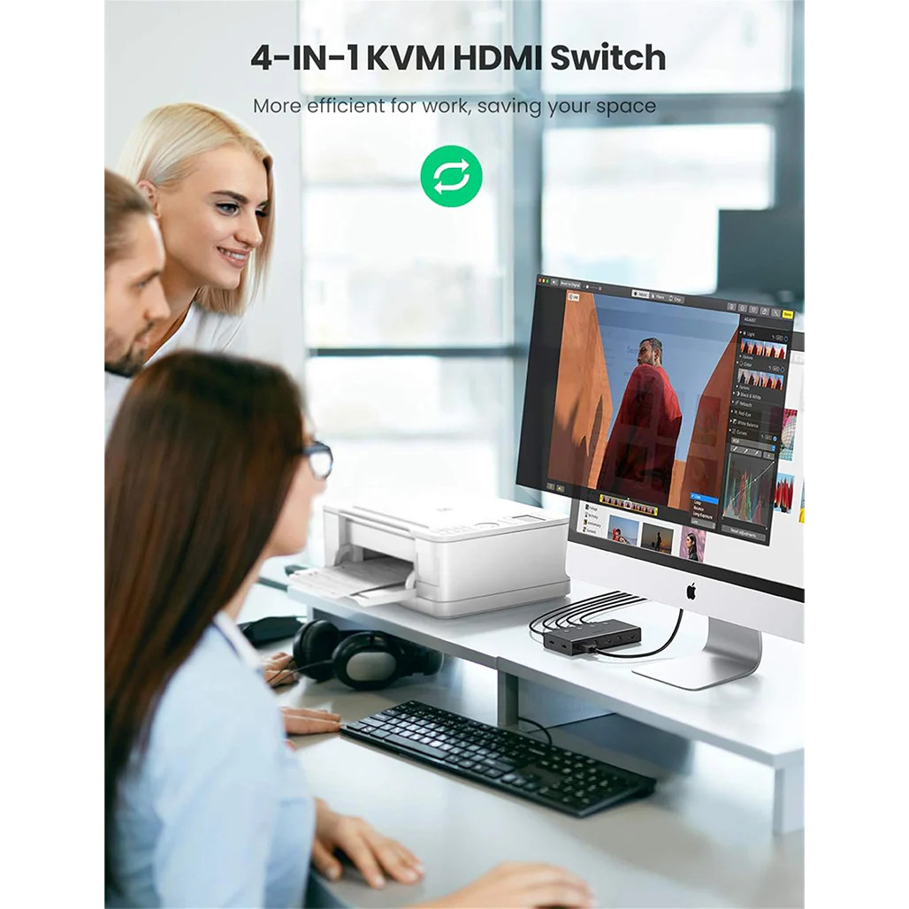 UGREEN 4-in-1 HDMI KVM Switch with USB 2.0 | 4K 60Hz Display, Seamless Device Control - Image 3