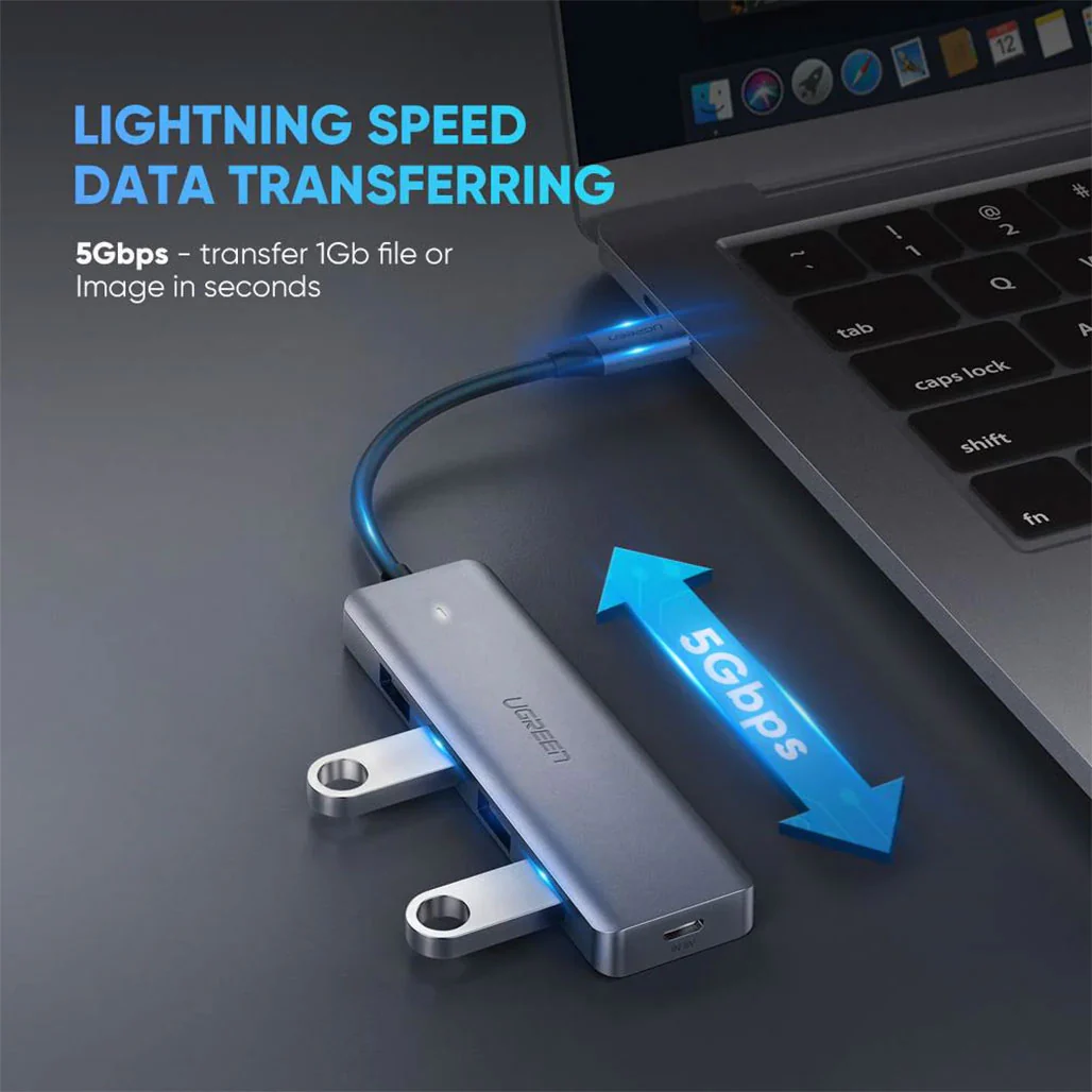 UGreen 4-Port USB 3.0 Hub with USB-C Connector – Expand Your Connectivity with High-Speed Data Transfer - Image 2