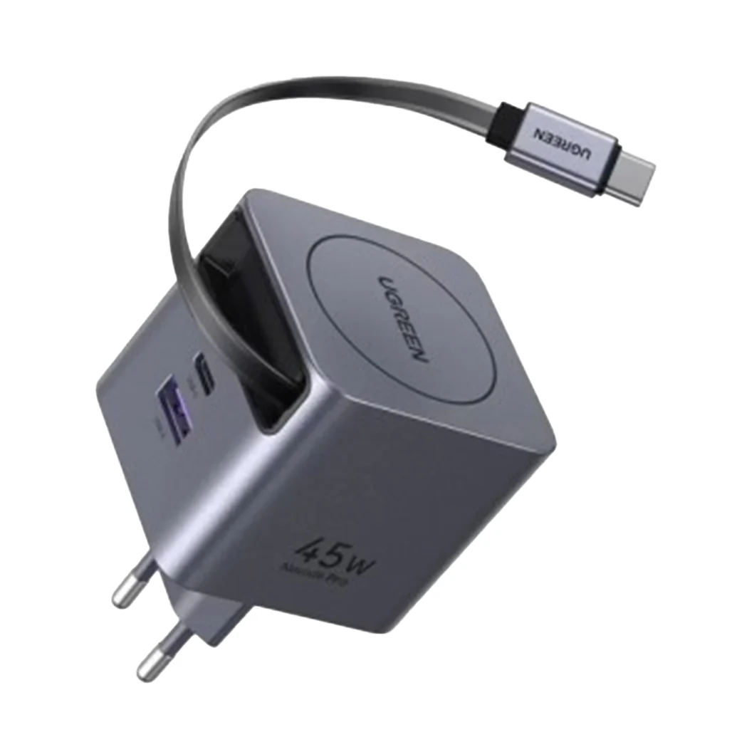 UGREEN 45W GaN USB-C Charger 3-Port with Retractable USB-C Cable