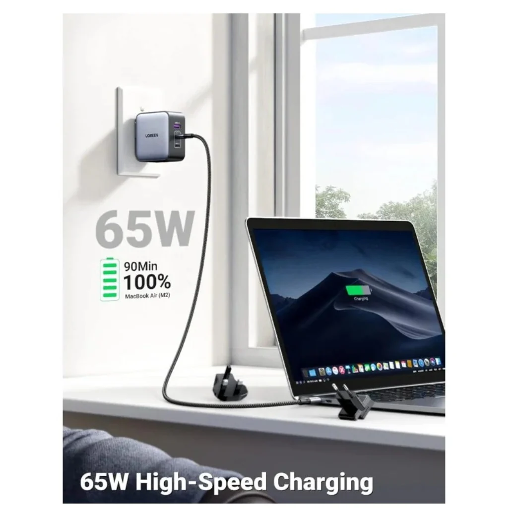 Ugreen 65W GaN Travel Charger – 3-Port Fast Charging Adapter with International Plugs - Image 7