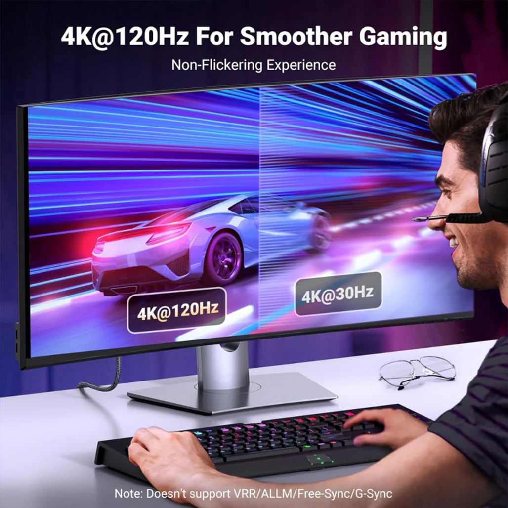 UGREEN 8K DisplayPort 1.4 to HDMI 2.1 Cable – High-Performance DP to HDMI Adapter for 4K 120Hz, 2K 144Hz, and HDR Video - Image 5