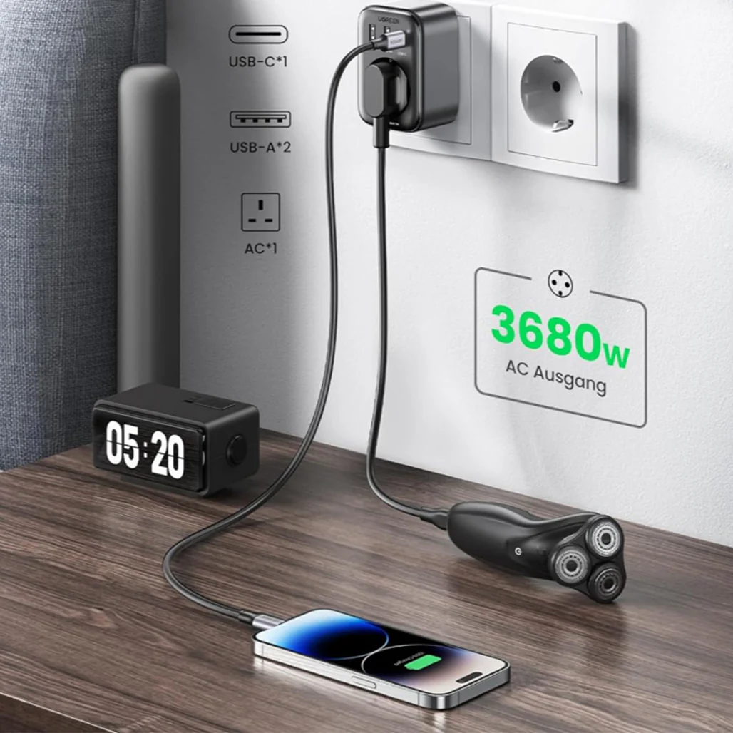 UGREEN 90613 30W Outlet Extender Charger – 4-in-1 Fast Charging Adapter with USB-C & USB-A Ports - Image 4