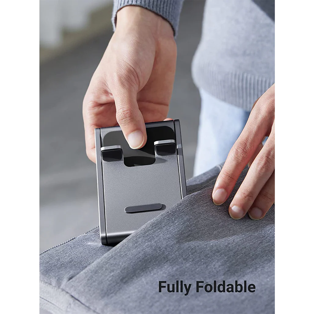 UGREEN Adjustable Aluminum Phone Holder – Foldable & Portable Stand with Cable Cut-out - Image 7