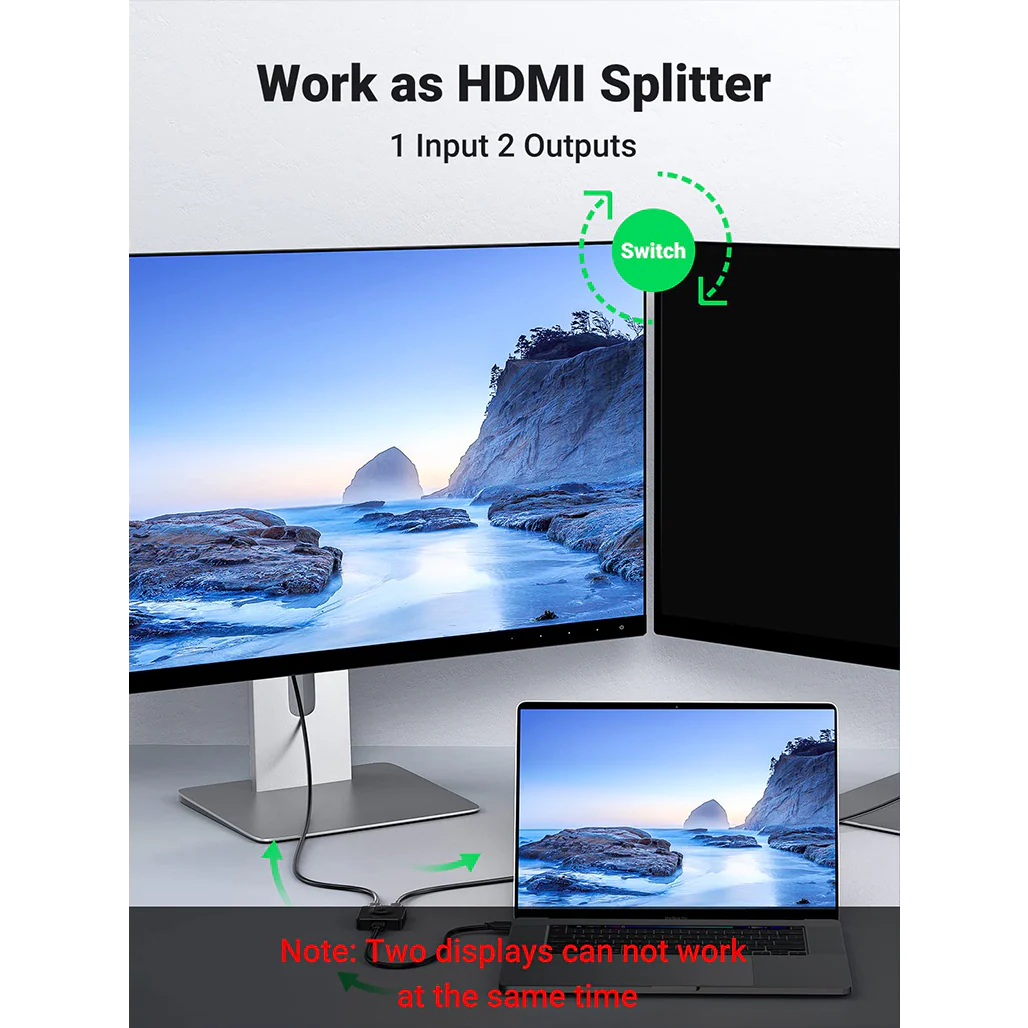 UGREEN Bi-Directional HDMI Switcher & Splitter | 4K 60Hz Support, 2-In-1 HDMI Switch for TV, Monitors, and Projectors - Image 6