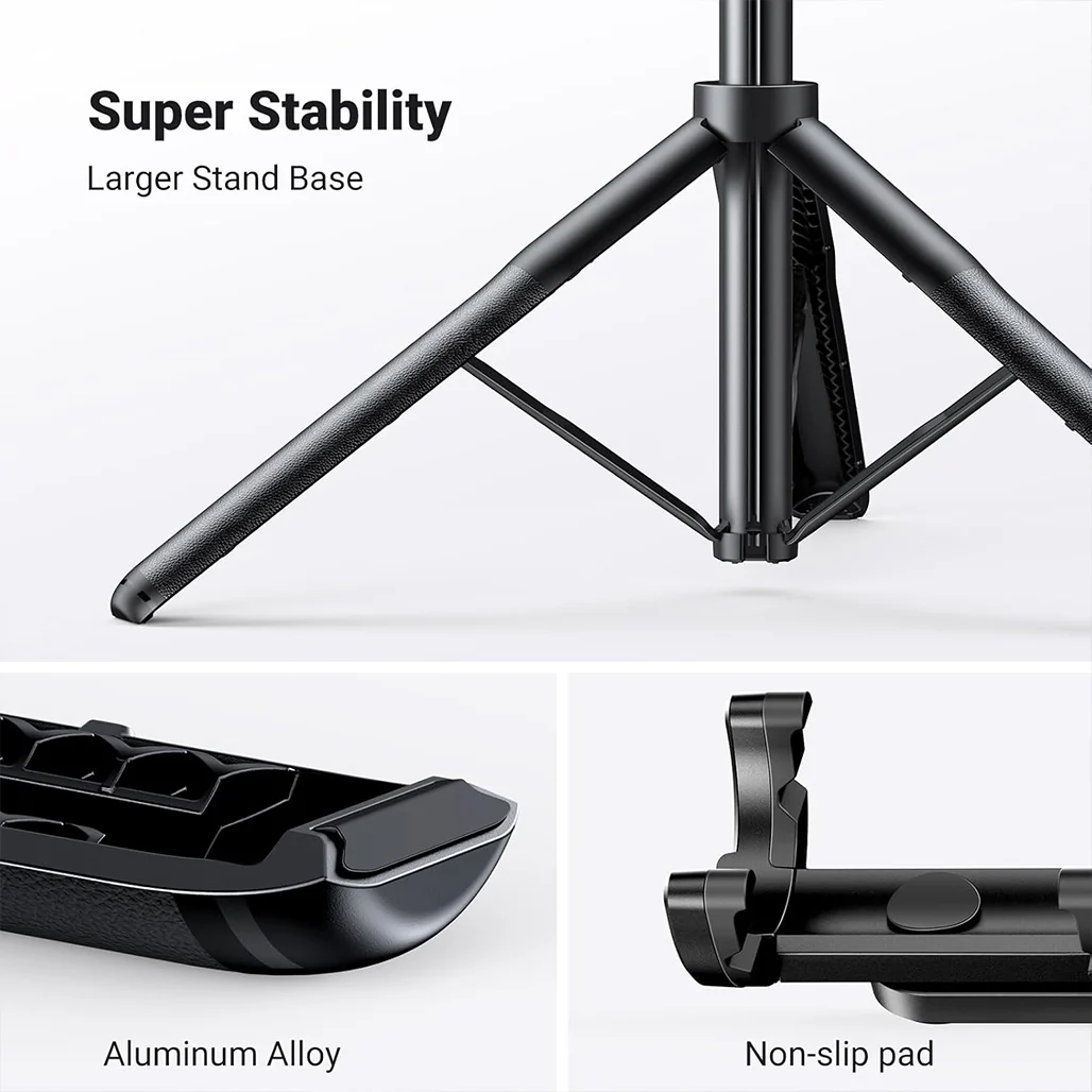 UGREEN Dual Function Selfie Stick & Tripod with Bluetooth Remote | Adjustable Height & 200° Rotation for iPhone, Galaxy, and Cameras - Image 7