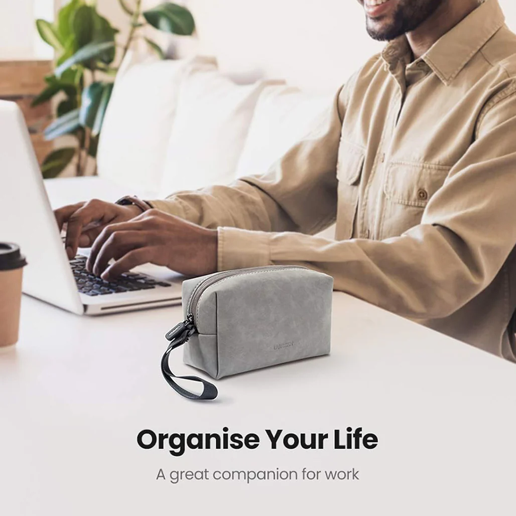 UGREEN Hard Drive Storage Bag – Waterproof PU Leather Travel Organizer for Digital Accessories, Cables, Power Banks, and Gadgets - Image 2