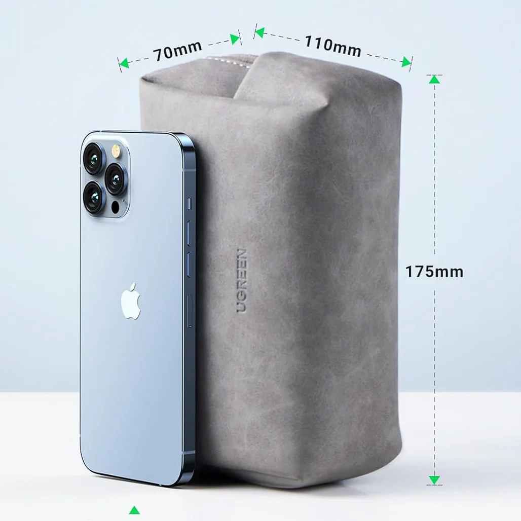 UGREEN Hard Drive Storage Bag – Waterproof PU Leather Travel Organizer for Digital Accessories, Cables, Power Banks, and Gadgets - Image 5