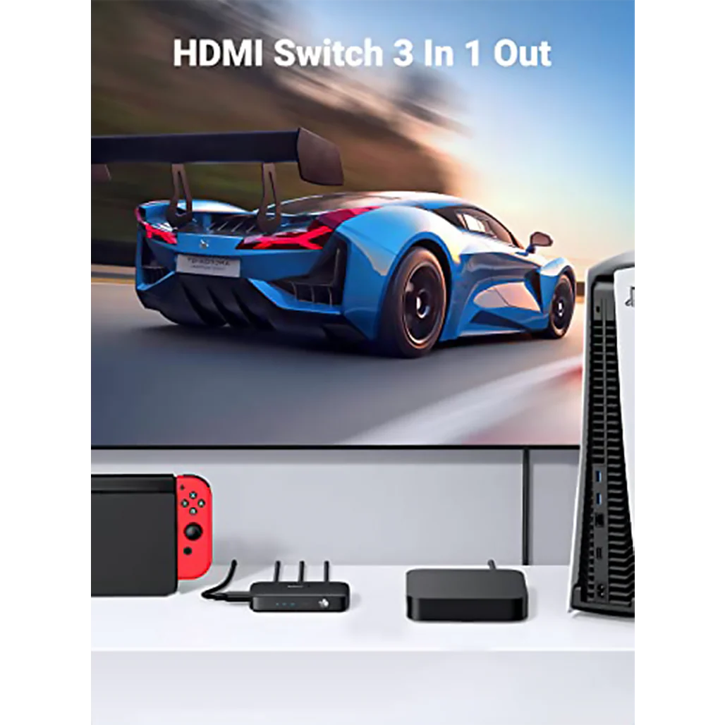 UGREEN HDMI Switch 3 In 1 Out | 4K UHD HDMI Splitter with Remote Control and Plug & Play Setup - Image 7