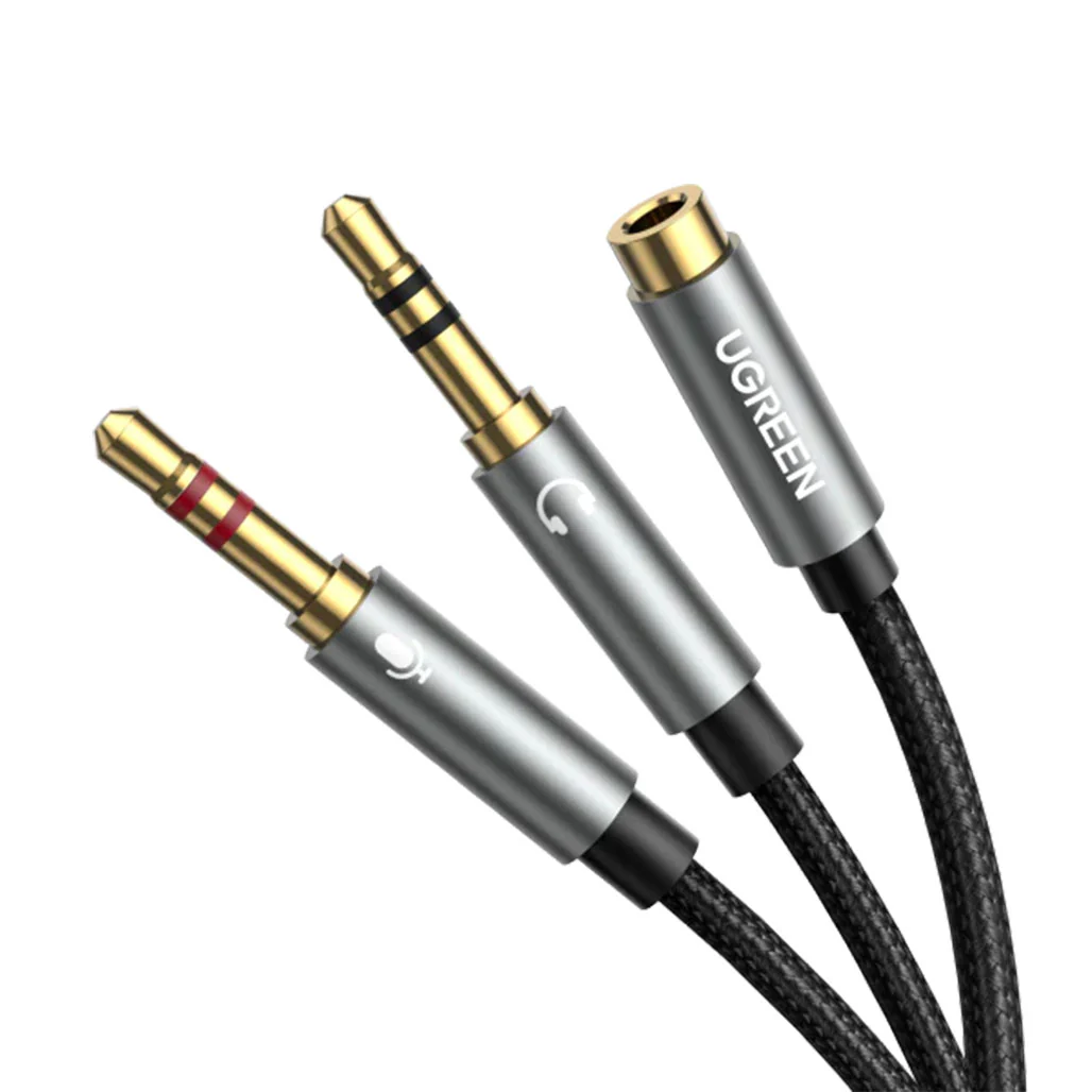 UGreen 20899 Headphone Mic Splitter 3.5mm Jack Audio Mic Adapter TRRS to TRS | 2 Male to 1 Female - Image 3