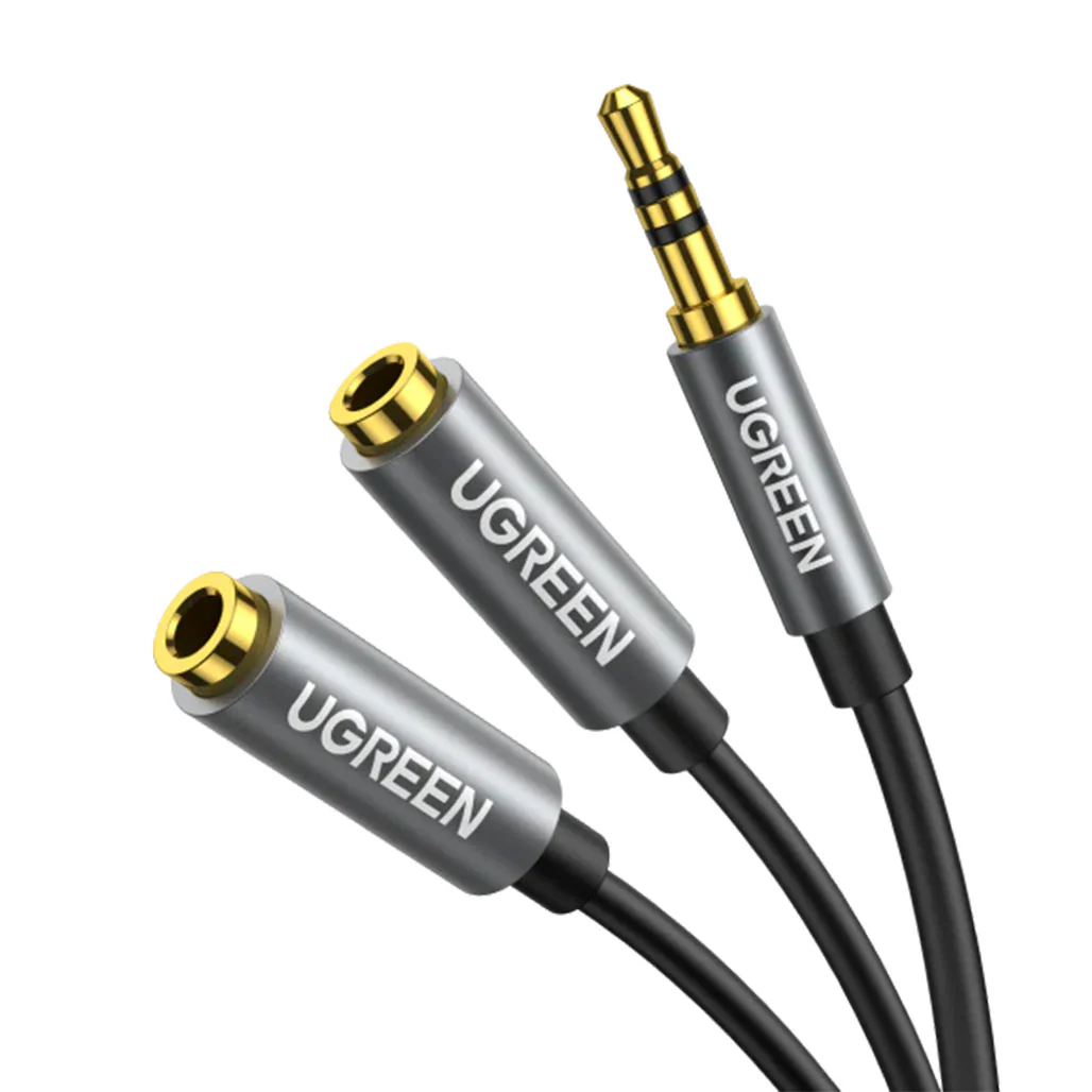 UGreen 10532 Headphone Splitter 2-Way Y 3.5mm Jack Aux Adapter | Hi-Fi Stereo Audio Extension for iPad, iPhone, PS4, Xbox, and More