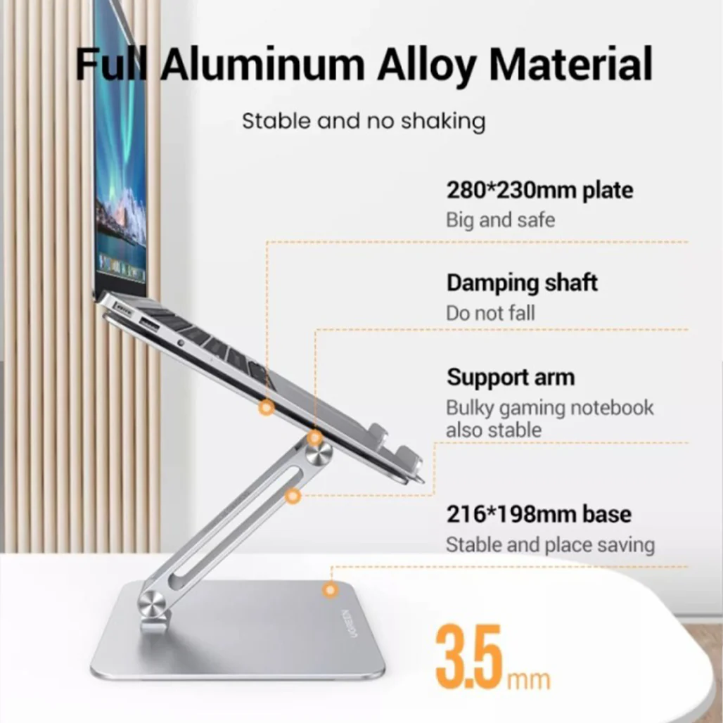 UGREEN Multi-Angle Adjustable Laptop Stand – Ergonomic & Portable Aluminum Riser for Laptops and Tablets - Image 5