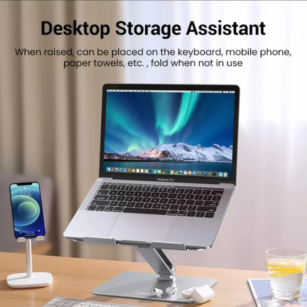 UGREEN Multi-Angle Adjustable Laptop Stand – Ergonomic & Portable Aluminum Riser for Laptops and Tablets - Image 6