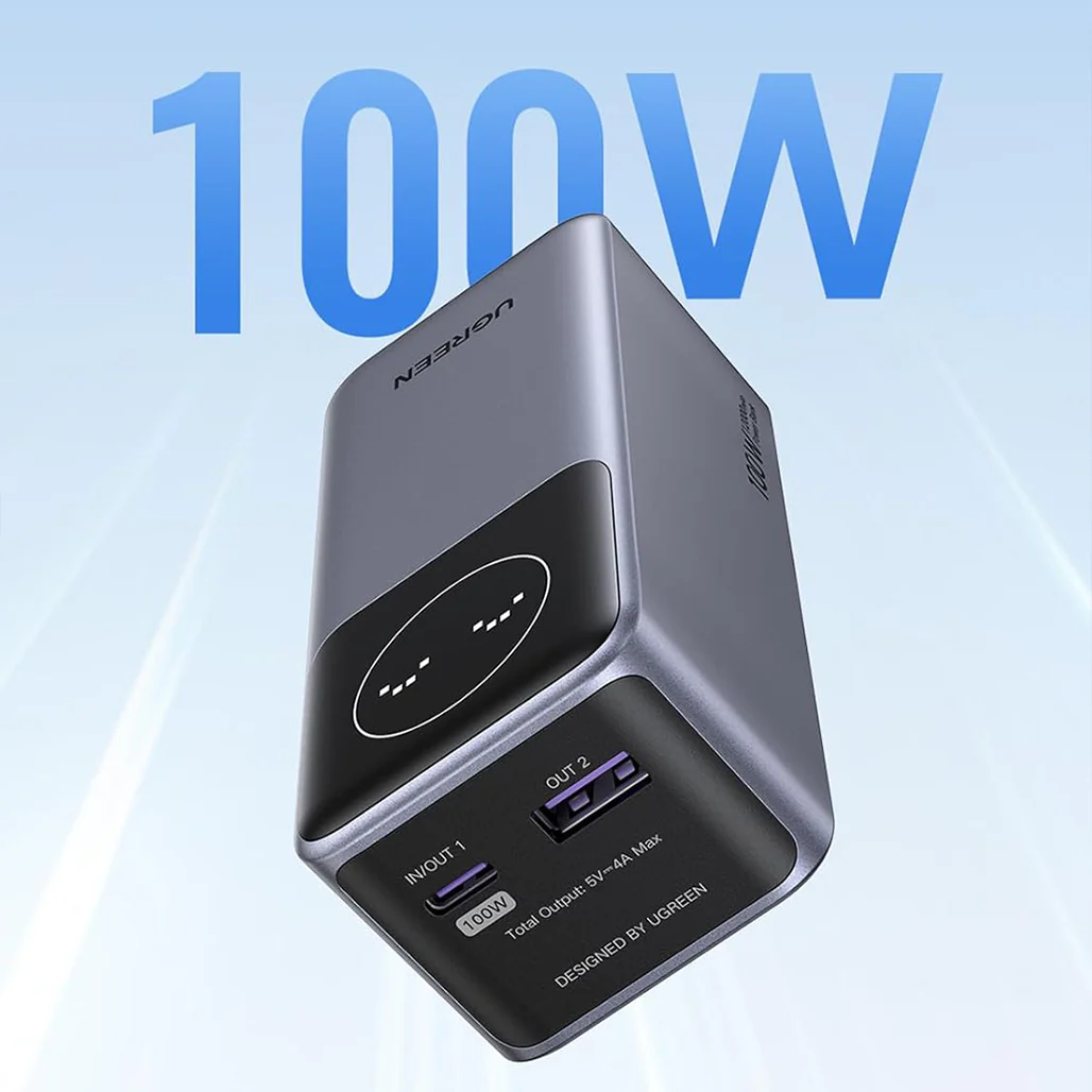 UGREEN Nexode 100W 12000mAh Fast Charging Power Bank with Smart Display – USB-C & USB-A Portable Charger for Laptops, iPhones, Tablets, and More - Image 2